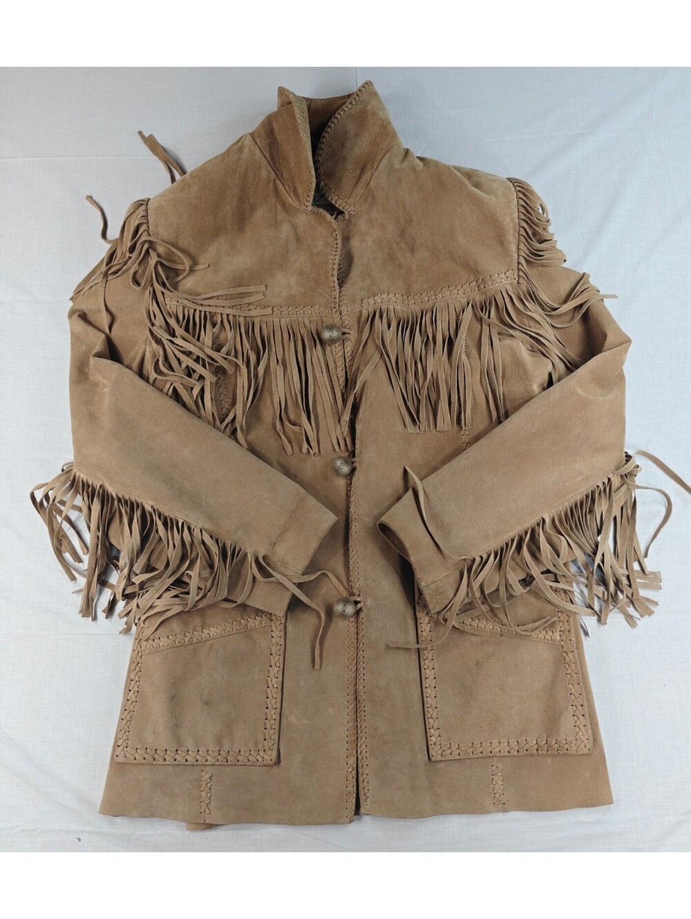 Scully Mens 42 Tan Suede Leather Fringe Western Jacket Cowboy Ranch